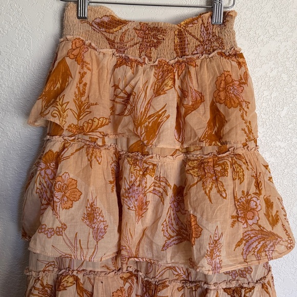 Free People Orange and Cream Maxi Skirt - Picture 2 of 3